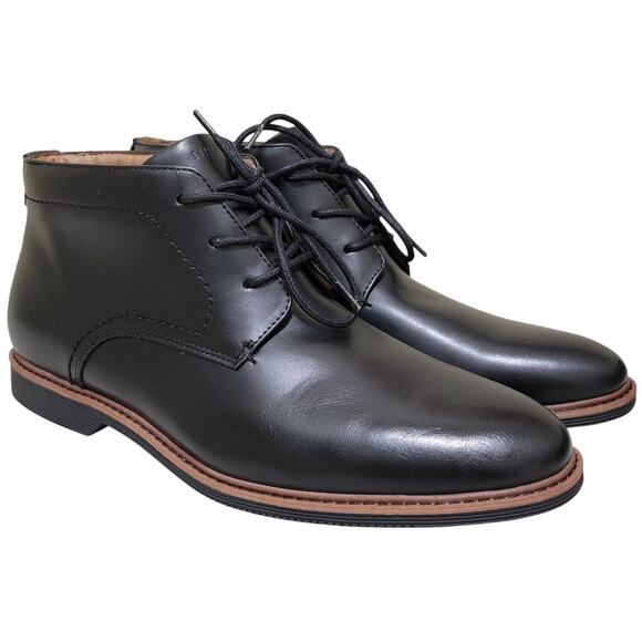 Tommy Hilfiger Men Rosell Plain Toe Chukka Boots Size US 9.5M Black Faux Leather - Picture 1 of 5